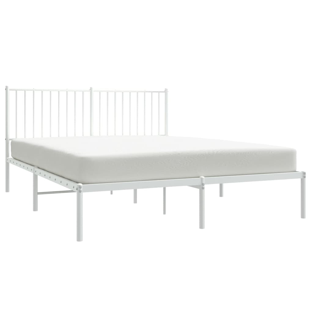 Bedframe Metaal Wit 160 x 200 cm met hoofdbord