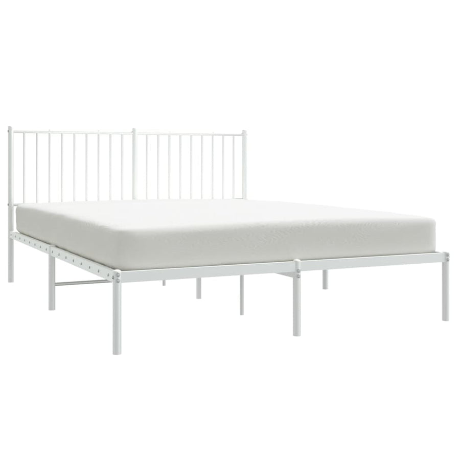 Bedframe Metaal Wit 160 x 200 cm met hoofdbord