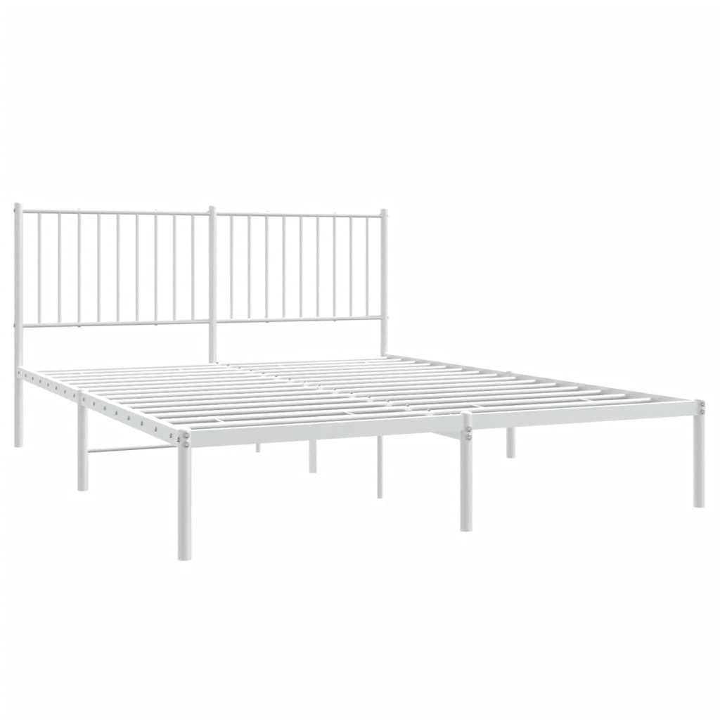 Bedframe Metaal Wit 160 x 200 cm met hoofdbord