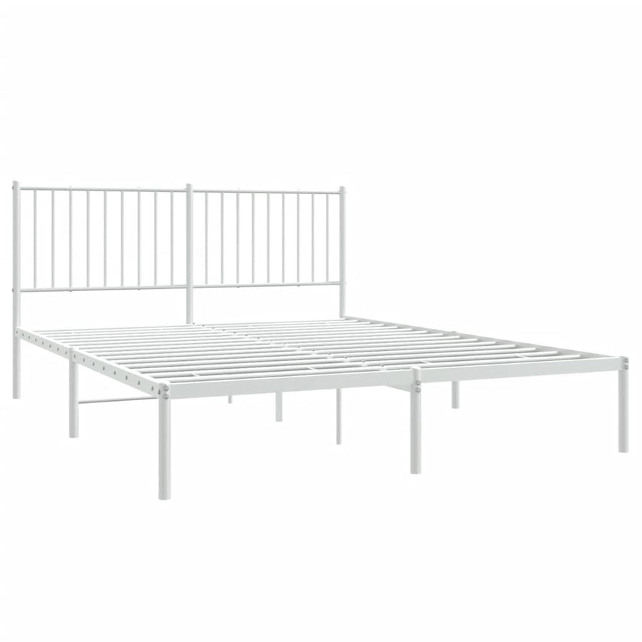 Bedframe Metaal Wit 160 x 200 cm met hoofdbord