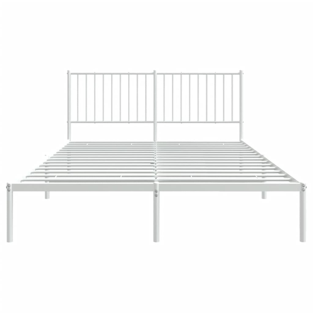 Bedframe Metaal Wit 160 x 200 cm met hoofdbord
