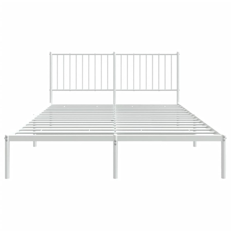 Bedframe Metaal Wit 160 x 200 cm met hoofdbord