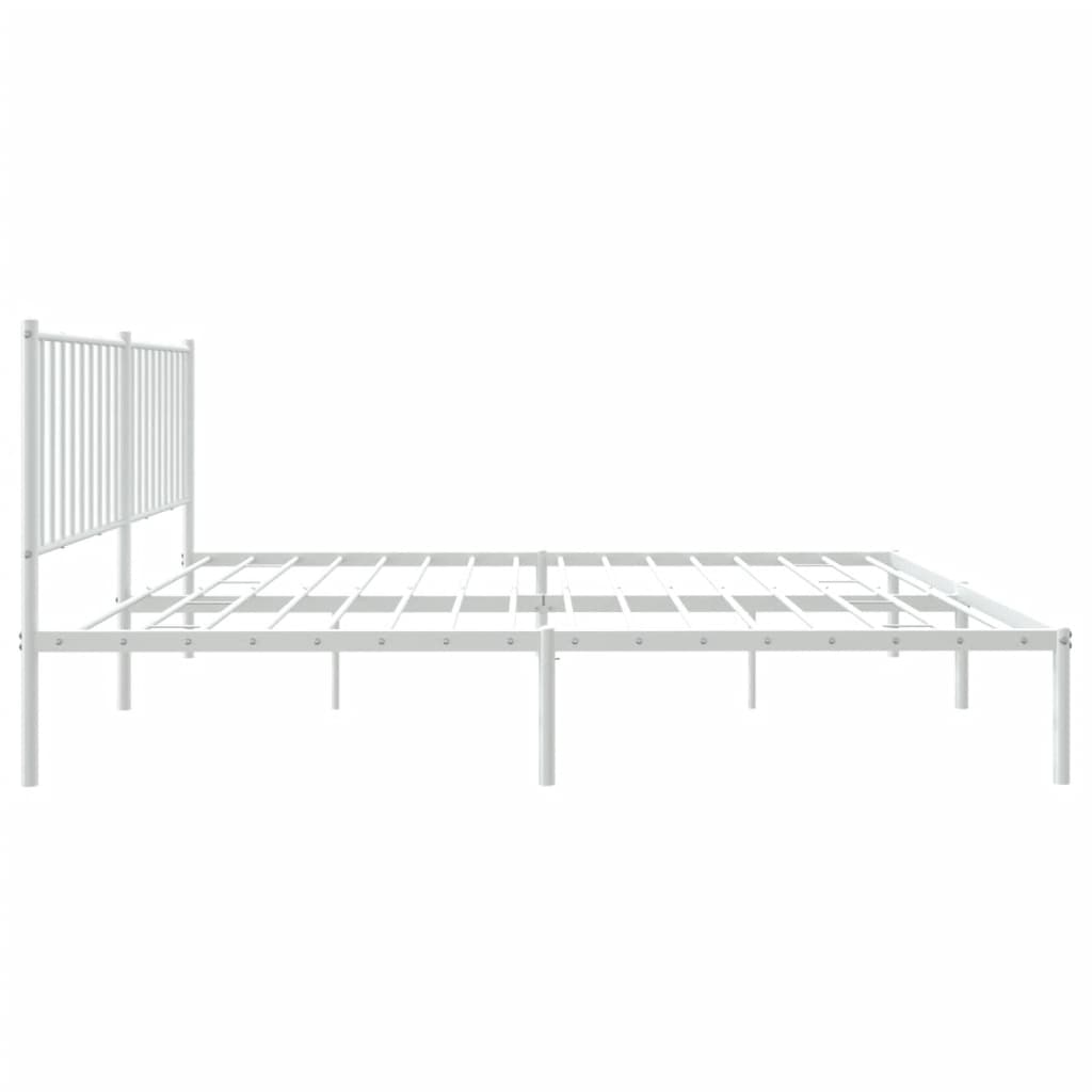 Bedframe Metaal Wit 160 x 200 cm met hoofdbord