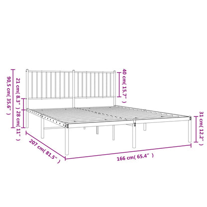 Bedframe Metaal Wit 160 x 200 cm met hoofdbord