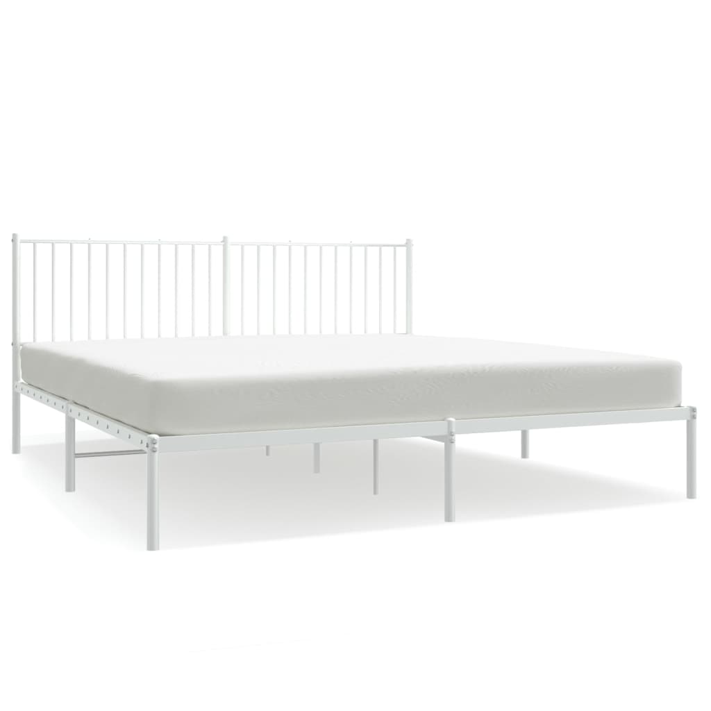 Bedframe Metaal Wit 183 x 213 cm met hoofdbord