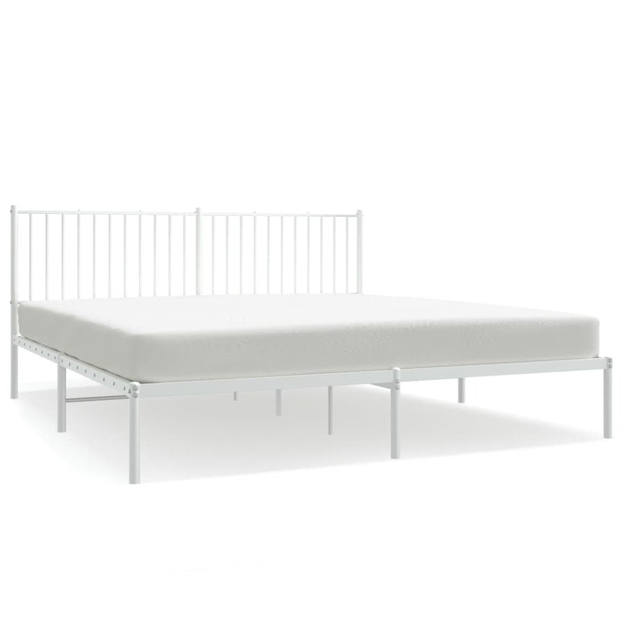 Bedframe Metaal Wit 183 x 213 cm met hoofdbord