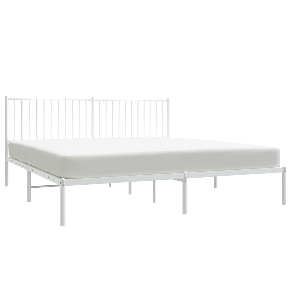 Bedframe Metaal Wit 183 x 213 cm met hoofdbord