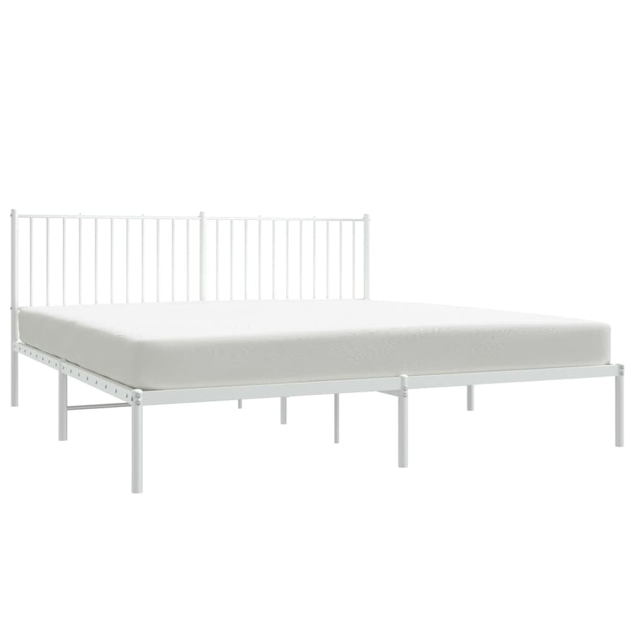 Bedframe Metaal Wit 183 x 213 cm met hoofdbord