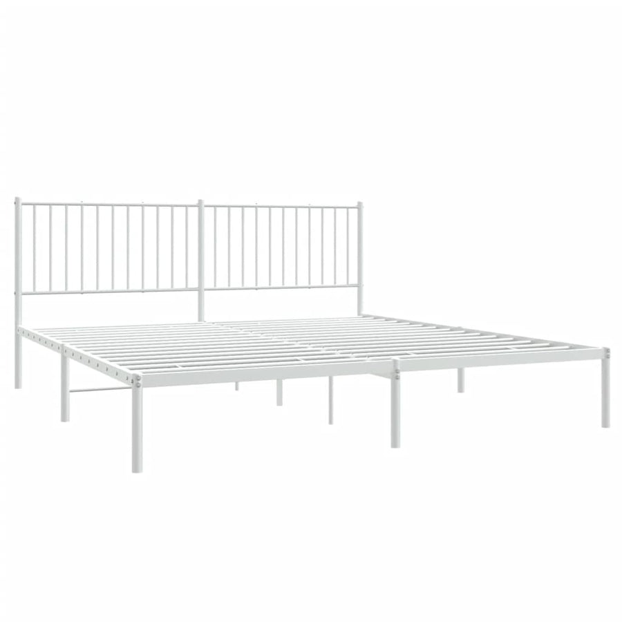 Bedframe Metaal Wit 183 x 213 cm met hoofdbord