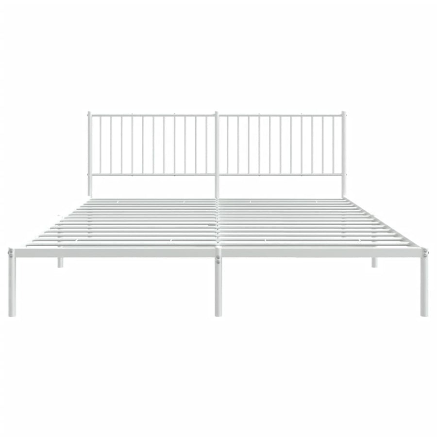 Bedframe Metaal Wit 183 x 213 cm met hoofdbord