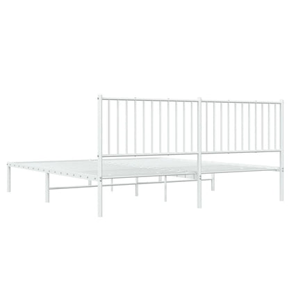 Bedframe Metaal Wit 183 x 213 cm met hoofdbord