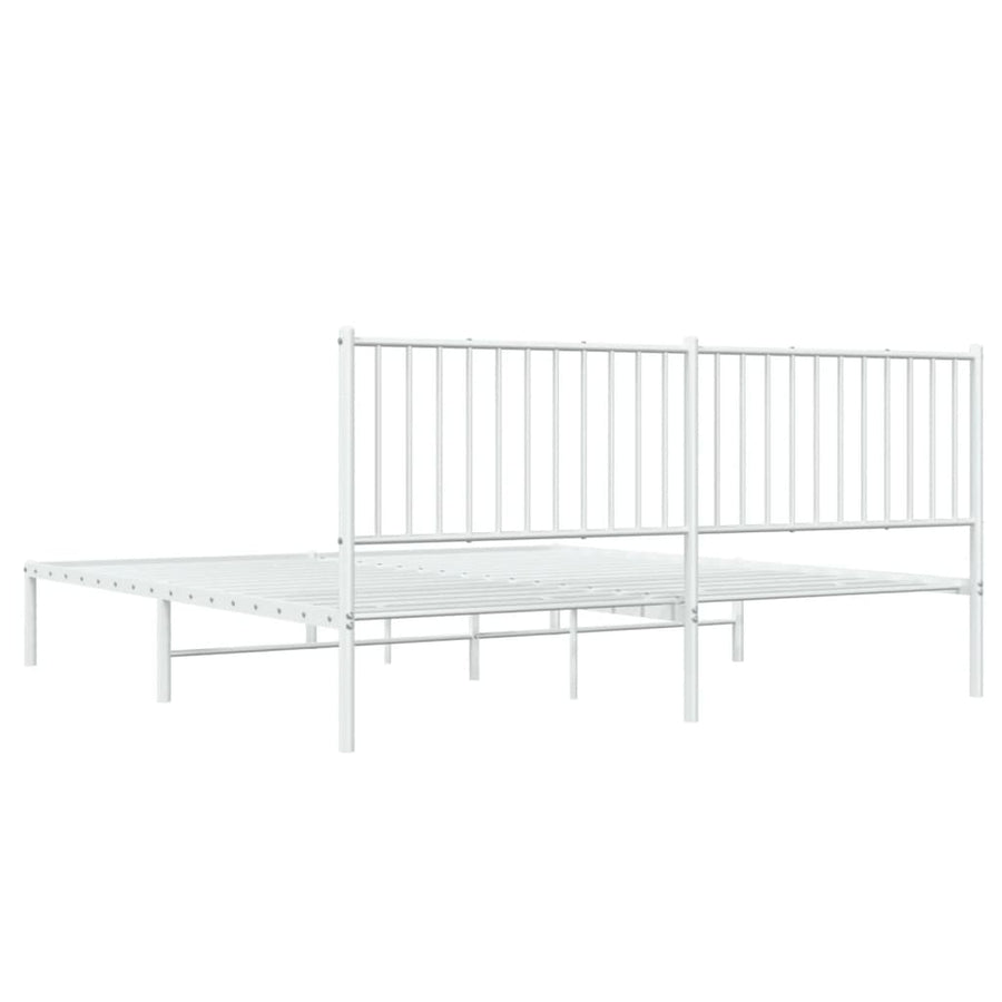 Bedframe Metaal Wit 183 x 213 cm met hoofdbord