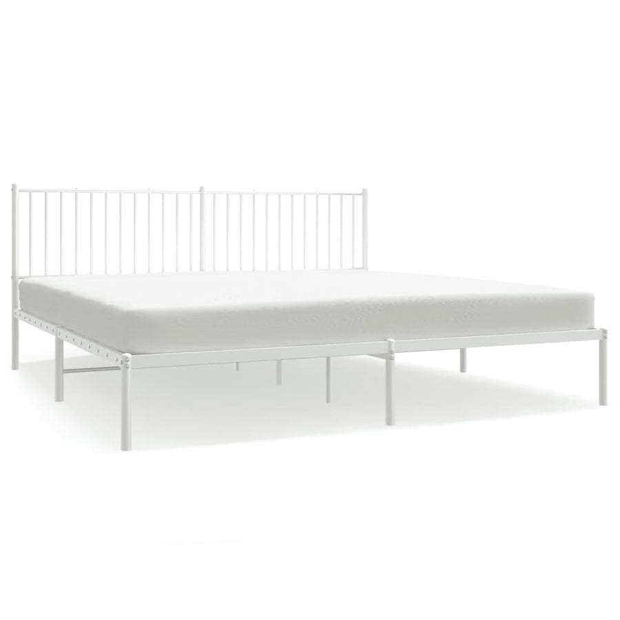 Bedframe Metaal Wit 193 x 203 cm met hoofdbord