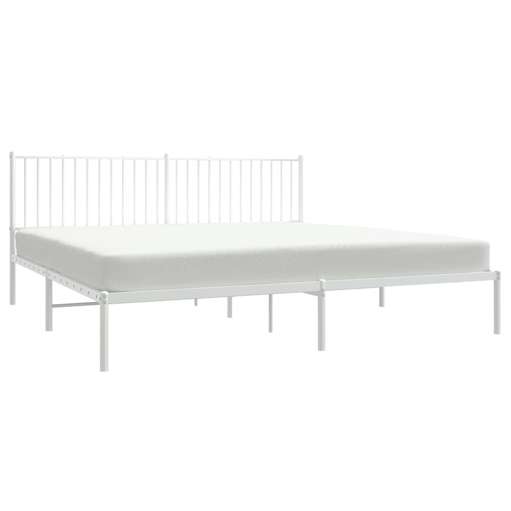 Bedframe Metaal Wit 193 x 203 cm met hoofdbord