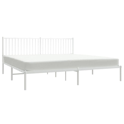 Bedframe Metaal Wit 193 x 203 cm met hoofdbord