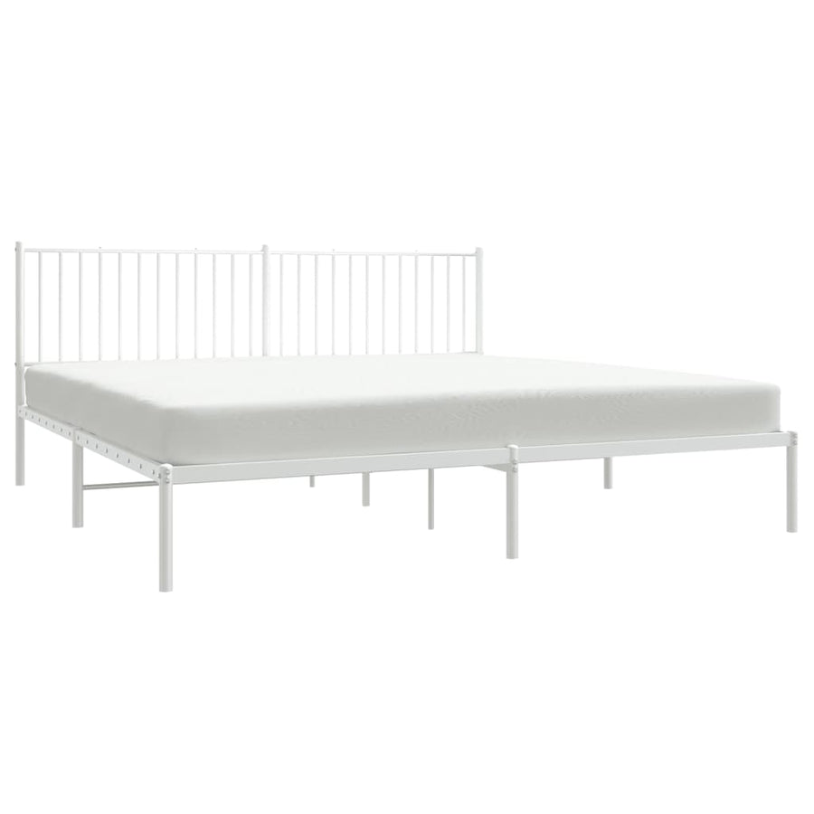 Bedframe Metaal Wit 193 x 203 cm met hoofdbord