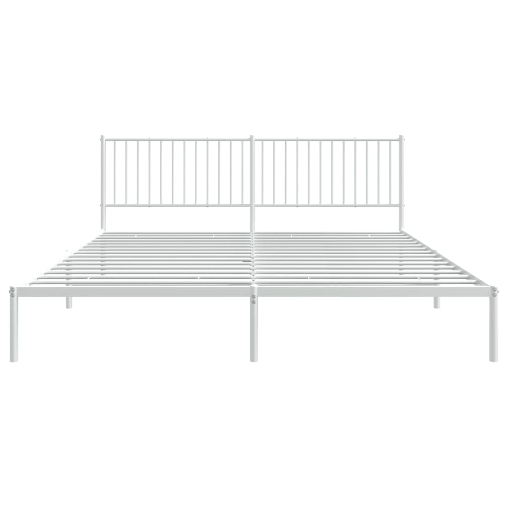 Bedframe Metaal Wit 193 x 203 cm met hoofdbord