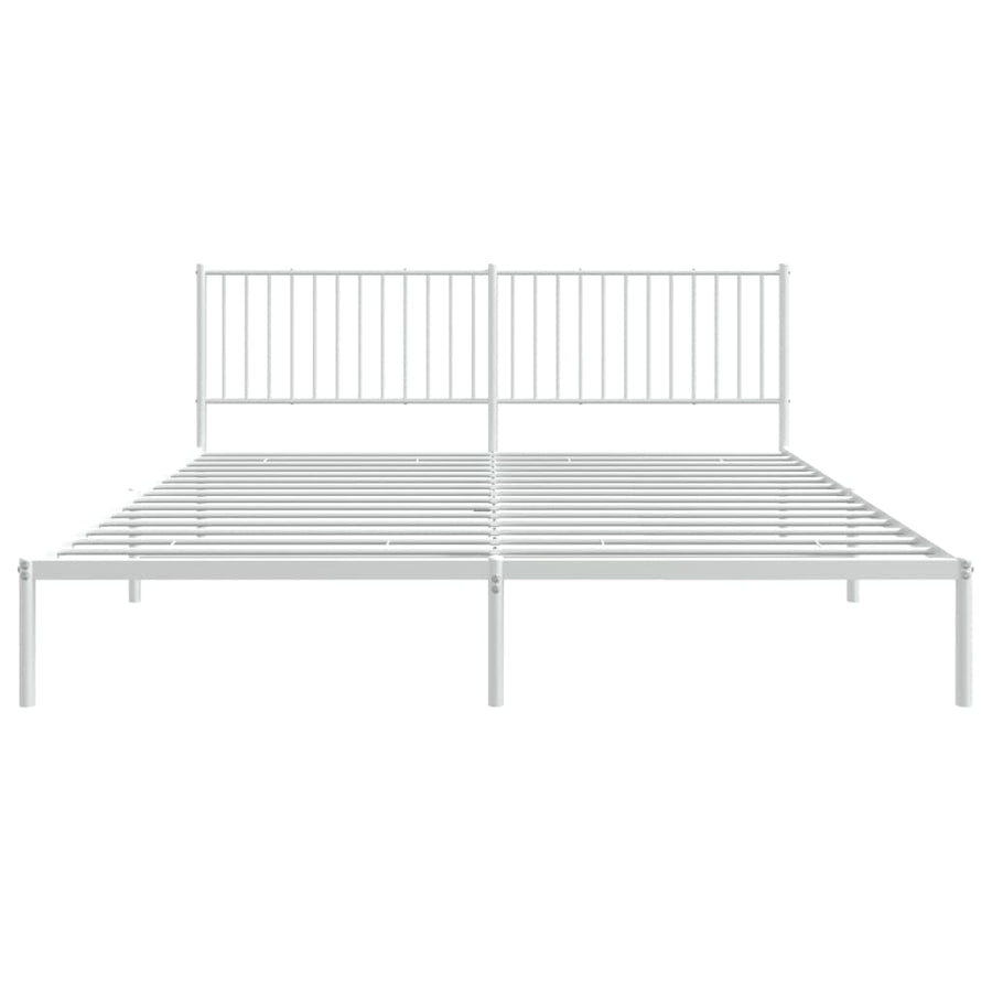 Bedframe Metaal Wit 193 x 203 cm met hoofdbord