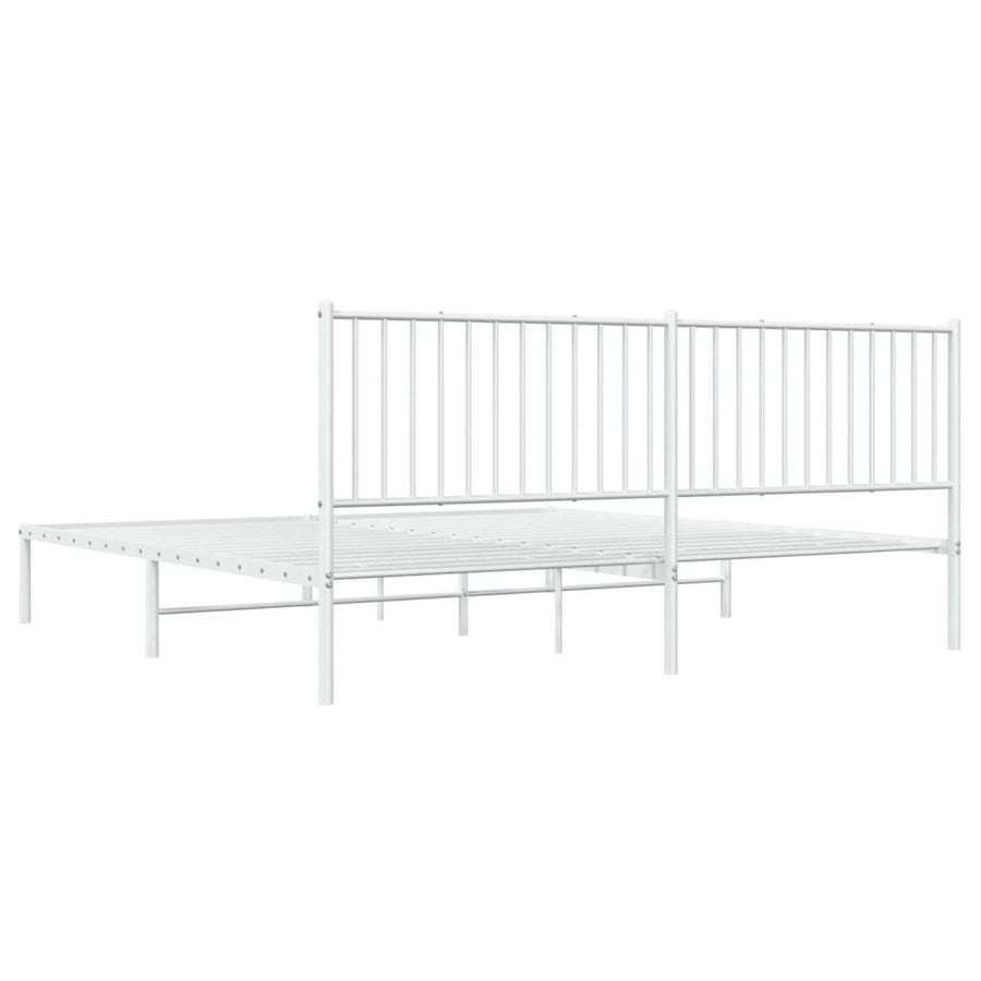 Bedframe Metaal Wit 193 x 203 cm met hoofdbord