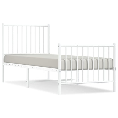 Bedframe Met Hoofd- En Voeteneinde Metaal Wit 80 x 200 cm met hoofdbord & voetbord