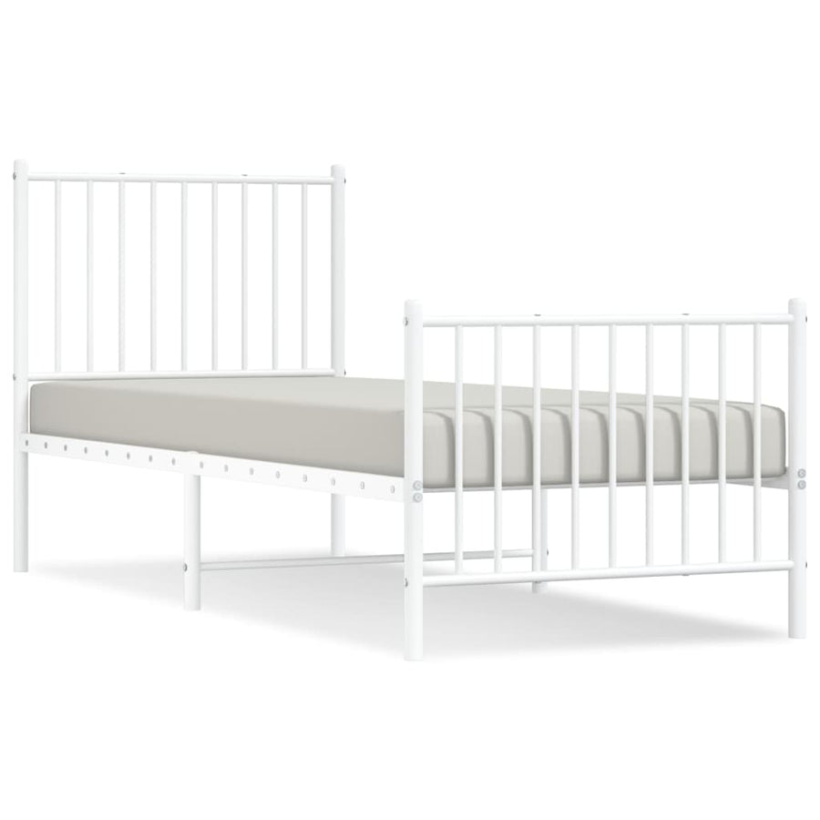 Bedframe Met Hoofd- En Voeteneinde Metaal Wit 80 x 200 cm met hoofdbord & voetbord