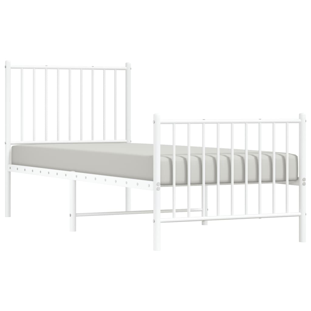 Bedframe Met Hoofd- En Voeteneinde Metaal Wit 80 x 200 cm met hoofdbord & voetbord