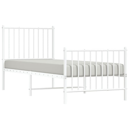 Bedframe Met Hoofd- En Voeteneinde Metaal Wit 80 x 200 cm met hoofdbord & voetbord