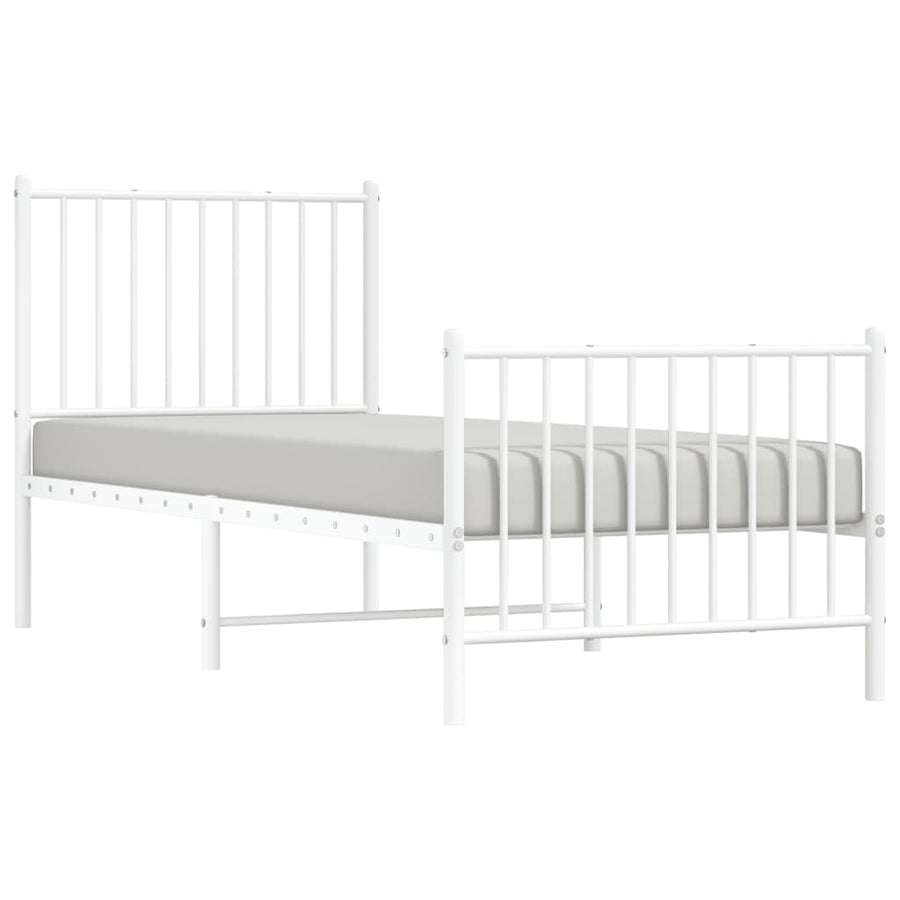 Bedframe Met Hoofd- En Voeteneinde Metaal Wit 80 x 200 cm met hoofdbord & voetbord