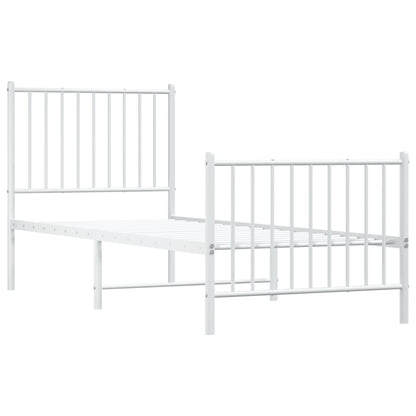 Bedframe Met Hoofd- En Voeteneinde Metaal Wit 80 x 200 cm met hoofdbord & voetbord