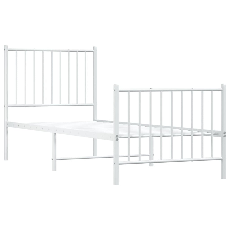 Bedframe Met Hoofd- En Voeteneinde Metaal Wit 80 x 200 cm met hoofdbord & voetbord