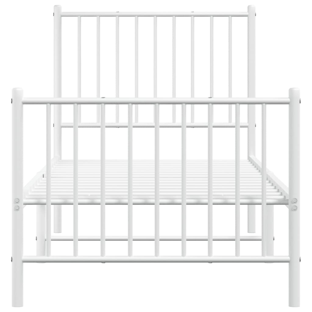 Bedframe Met Hoofd- En Voeteneinde Metaal Wit 80 x 200 cm met hoofdbord & voetbord
