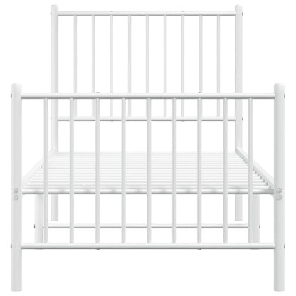 Bedframe Met Hoofd- En Voeteneinde Metaal Wit 80 x 200 cm met hoofdbord & voetbord