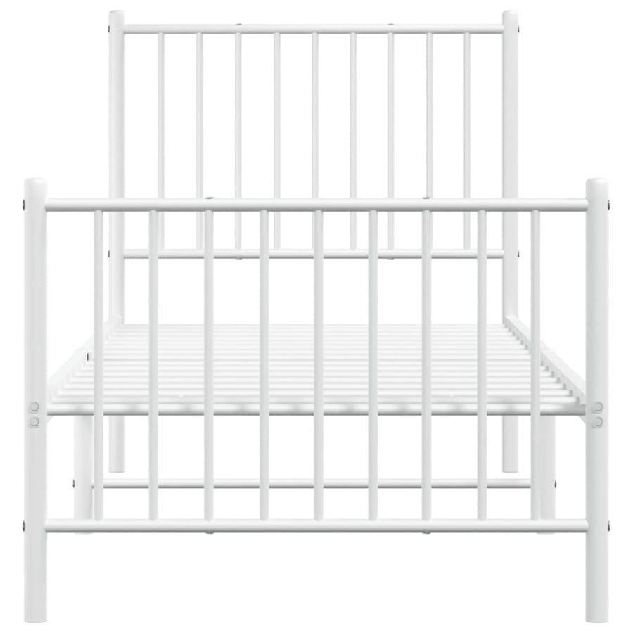Bedframe Met Hoofd- En Voeteneinde Metaal Wit 80 x 200 cm met hoofdbord & voetbord