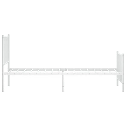 Bedframe Met Hoofd- En Voeteneinde Metaal Wit 80 x 200 cm met hoofdbord & voetbord