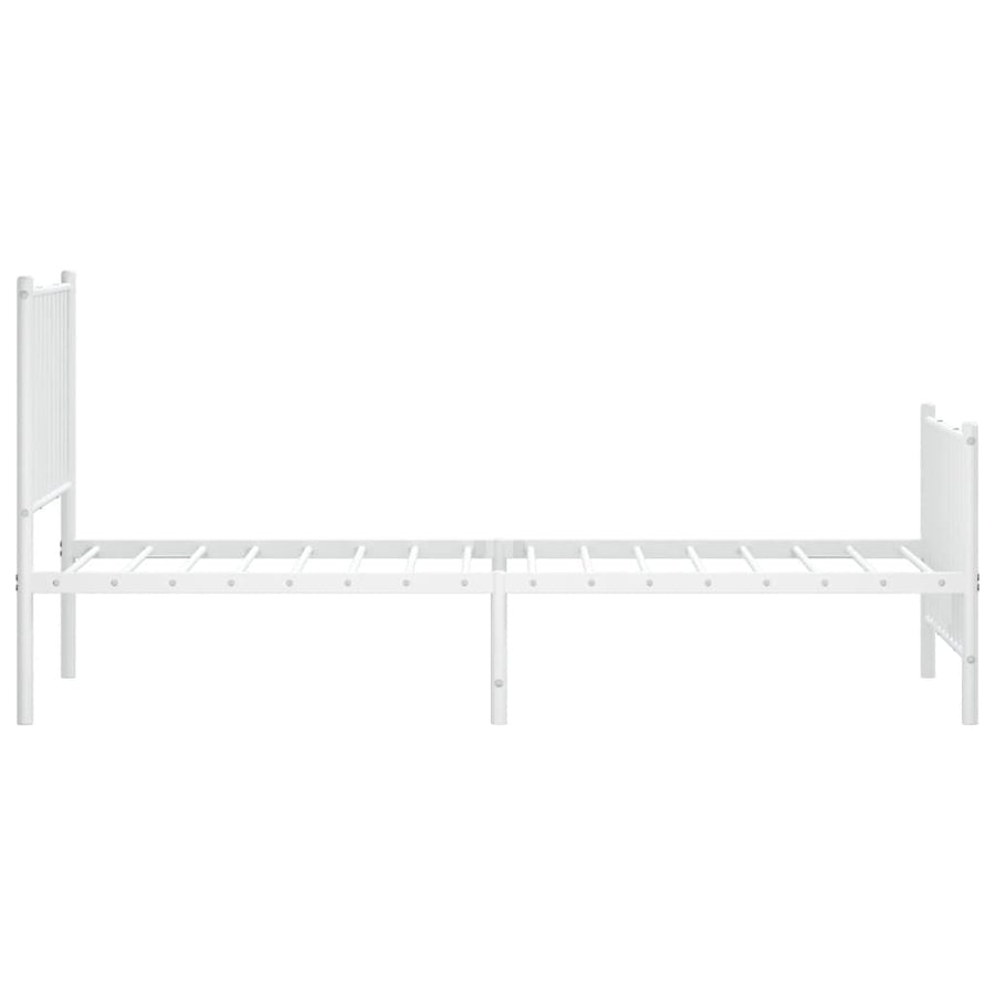 Bedframe Met Hoofd- En Voeteneinde Metaal Wit 80 x 200 cm met hoofdbord & voetbord