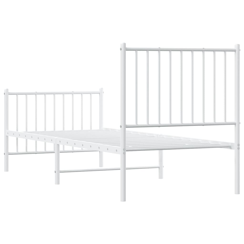 Bedframe Met Hoofd- En Voeteneinde Metaal Wit 80 x 200 cm met hoofdbord & voetbord