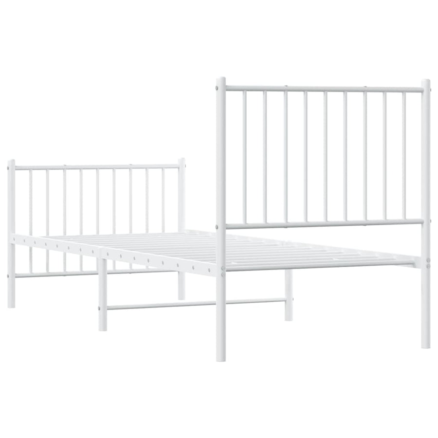 Bedframe Met Hoofd- En Voeteneinde Metaal Wit 80 x 200 cm met hoofdbord & voetbord