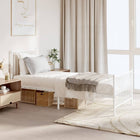 Bed frame with head and footboard metal white 80x200 cm