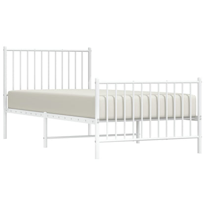 Bedframe Met Hoofd- En Voeteneinde Metaal Wit 90 x 200 cm met hoofdbord & voetbord