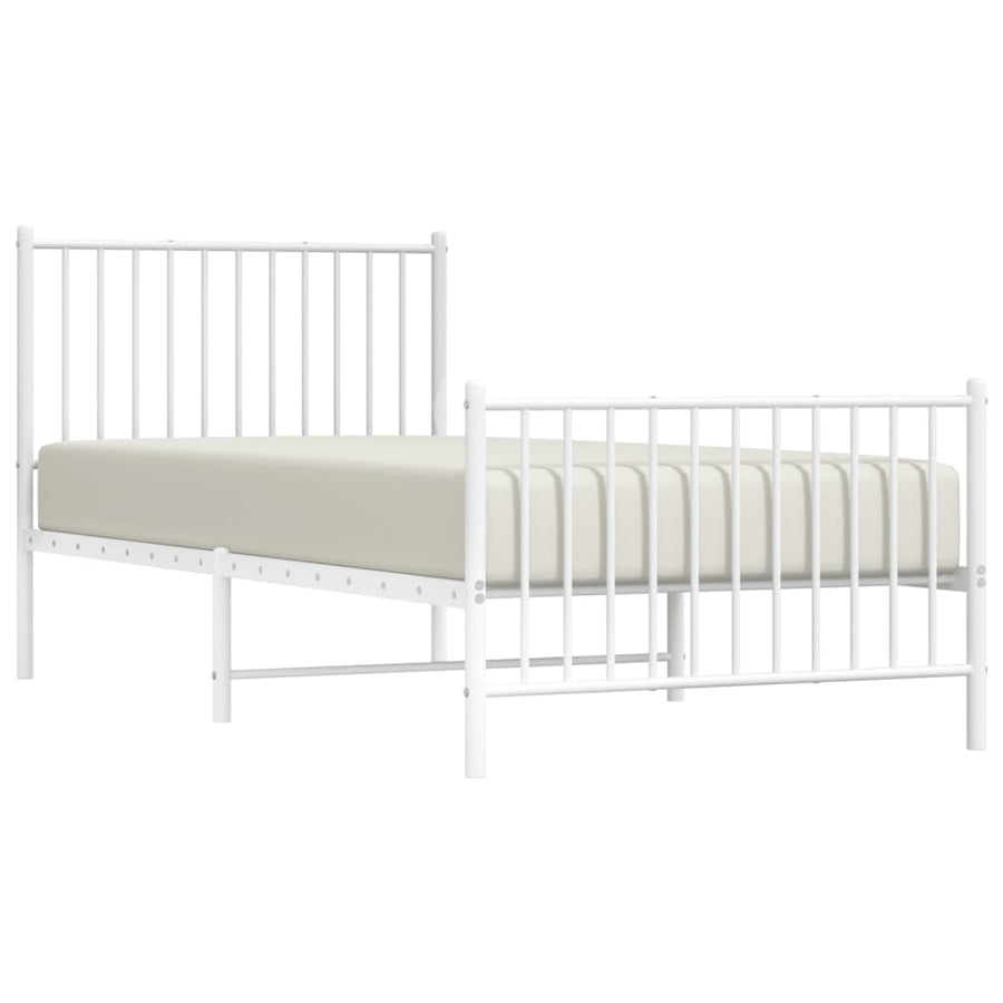 Bedframe Met Hoofd- En Voeteneinde Metaal Wit 90 x 200 cm met hoofdbord & voetbord