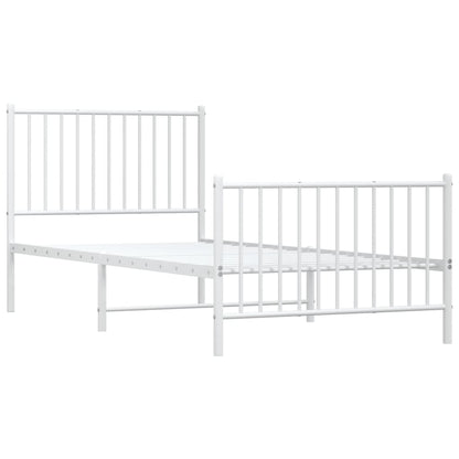 Bedframe Met Hoofd- En Voeteneinde Metaal Wit 90 x 200 cm met hoofdbord & voetbord
