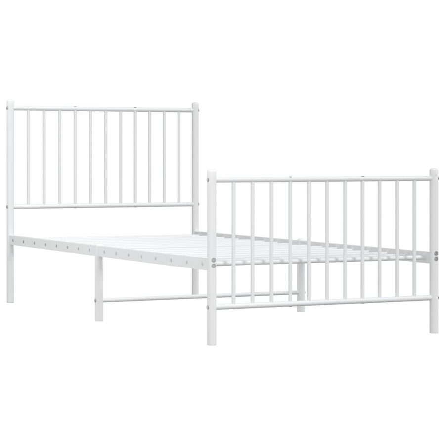 Bedframe Met Hoofd- En Voeteneinde Metaal Wit 90 x 200 cm met hoofdbord & voetbord