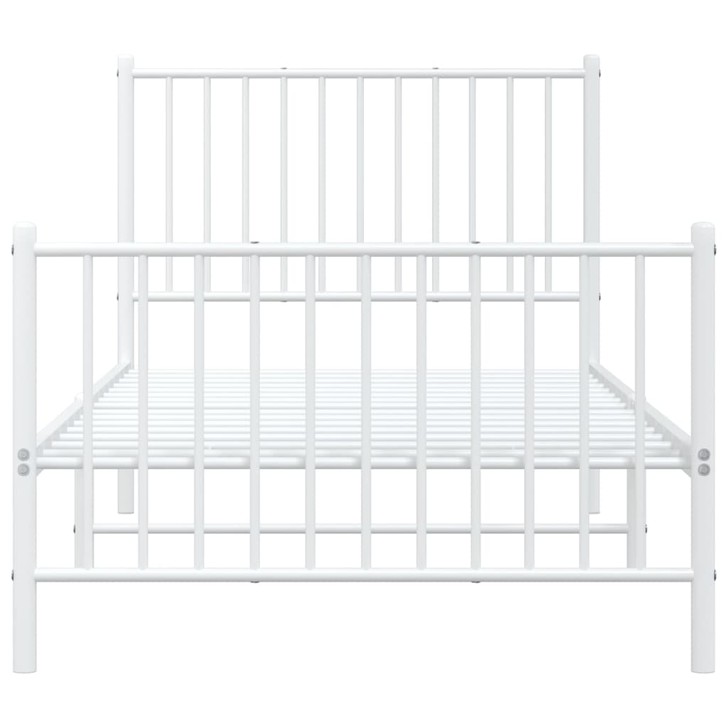 Bedframe Met Hoofd- En Voeteneinde Metaal Wit 90 x 200 cm met hoofdbord & voetbord
