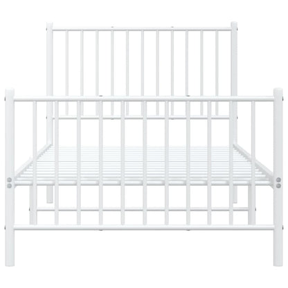 Bedframe Met Hoofd- En Voeteneinde Metaal Wit 90 x 200 cm met hoofdbord & voetbord