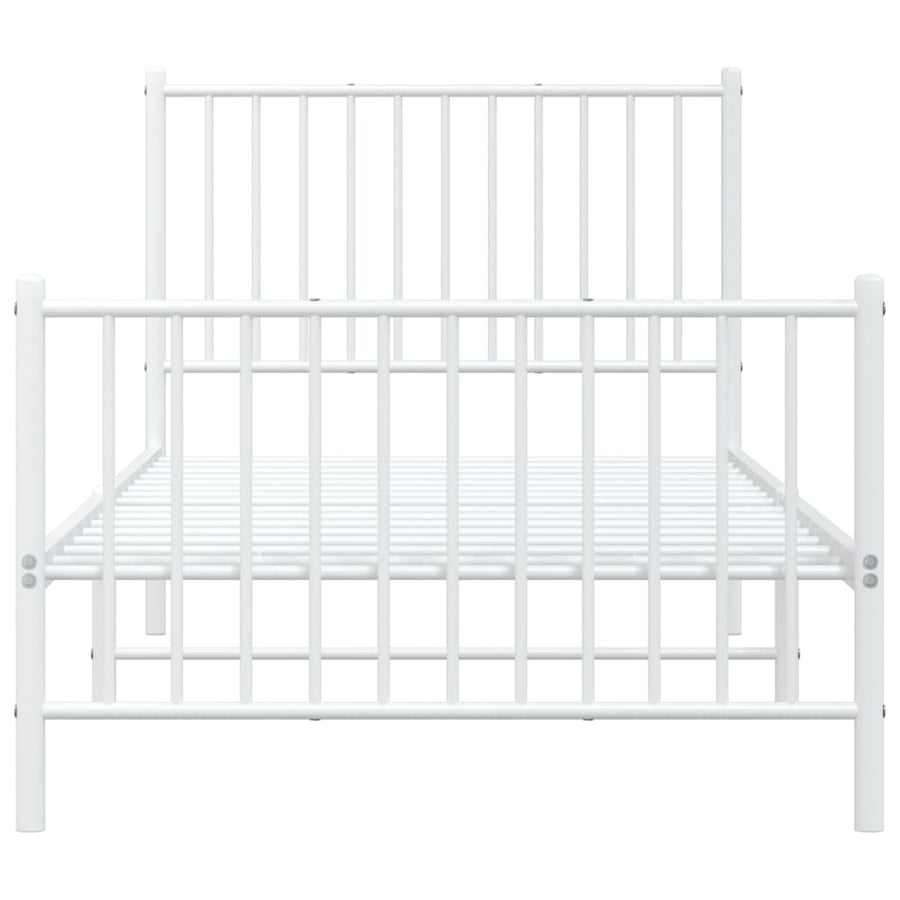 Bedframe Met Hoofd- En Voeteneinde Metaal Wit 90 x 200 cm met hoofdbord & voetbord