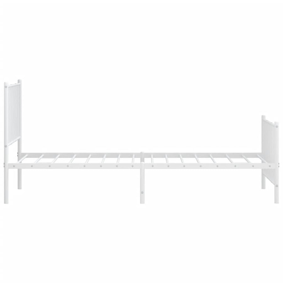 Bedframe Met Hoofd- En Voeteneinde Metaal Wit 90 x 200 cm met hoofdbord & voetbord