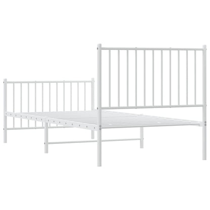 Bedframe Met Hoofd- En Voeteneinde Metaal Wit 90 x 200 cm met hoofdbord & voetbord