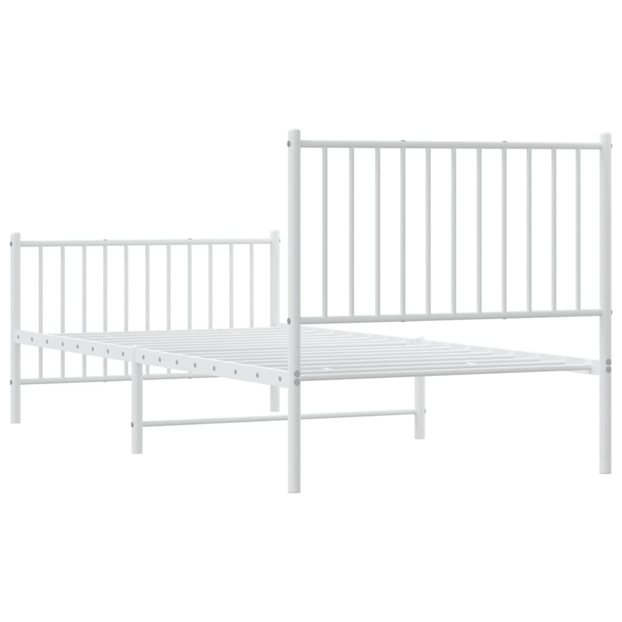 Bedframe Met Hoofd- En Voeteneinde Metaal Wit 90 x 200 cm met hoofdbord & voetbord