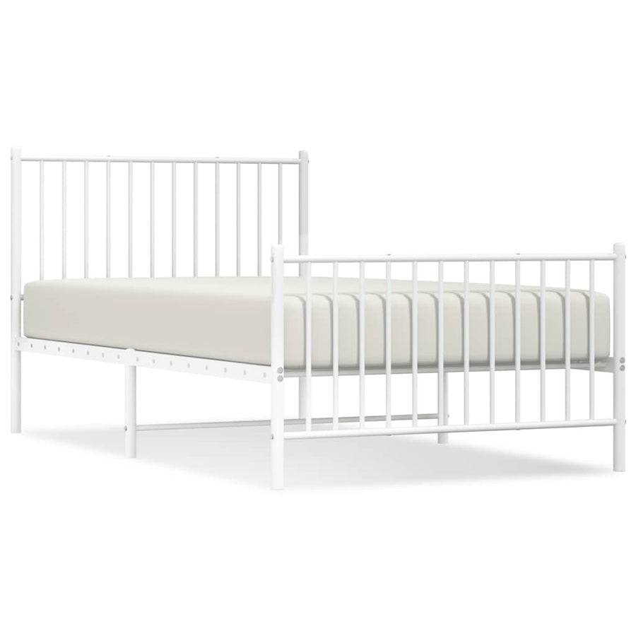 Bedframe met hoofd- en voeteneinde metaal wit 100x190 cm