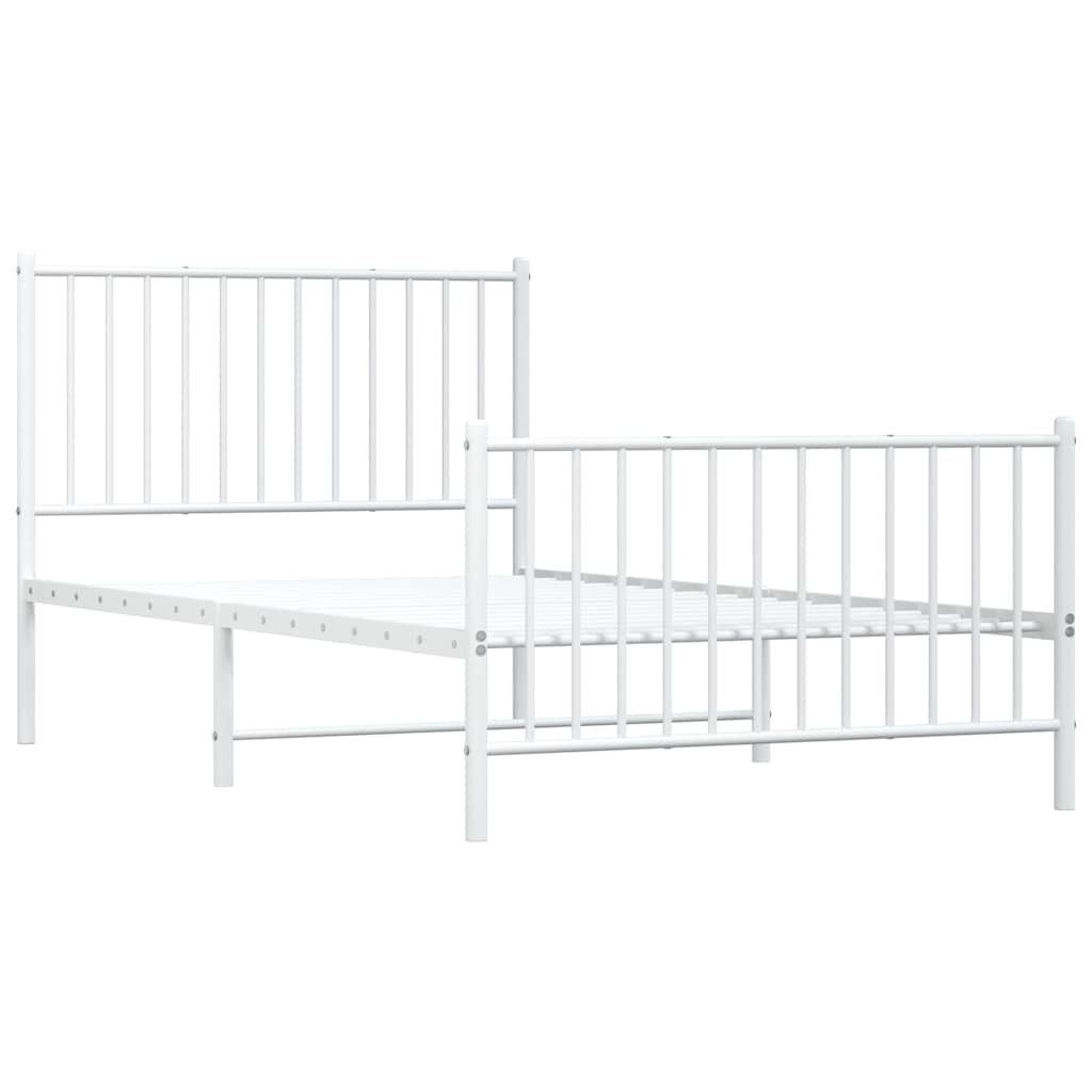 Bedframe met hoofd- en voeteneinde metaal wit 100x190 cm